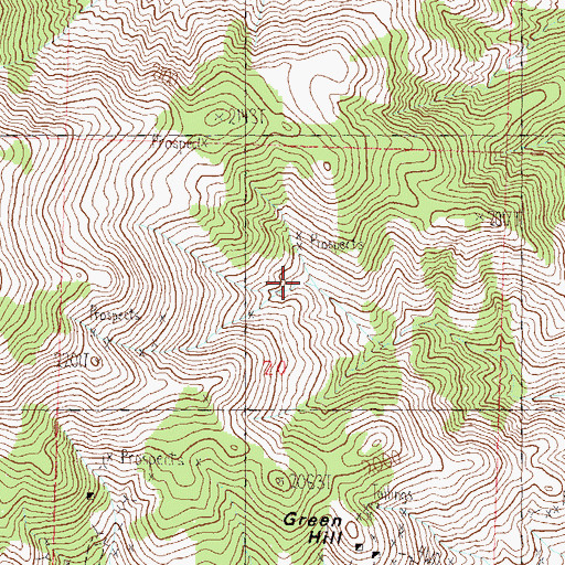 Topographic Map of Tiger Group Mine, NV