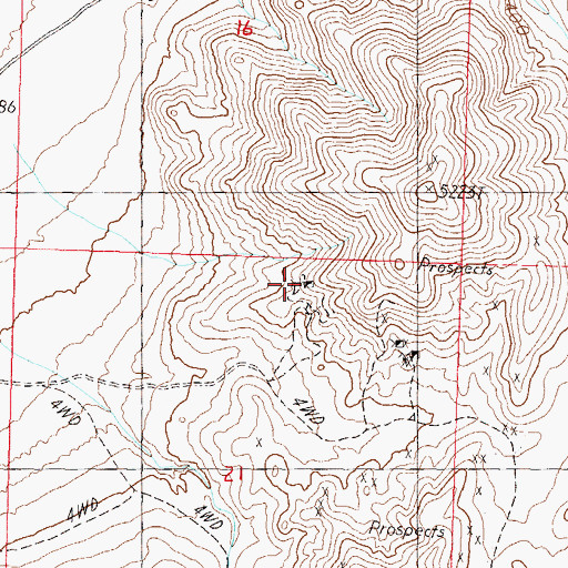 Topographic Map of White Caps Mine, NV