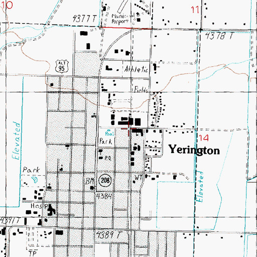 Topographic Map of Yerington Intermediate School, NV