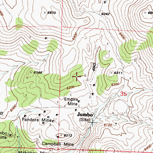 Topographic Map of Jumbo Mining District, NV