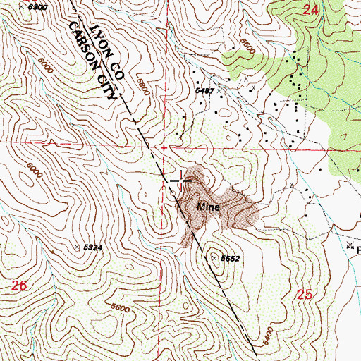 Topographic Map of Mound House Mine, NV