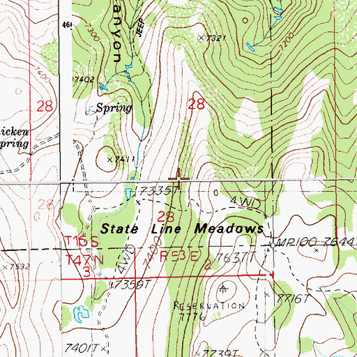 Topographic Map of State Line Meadows, ID