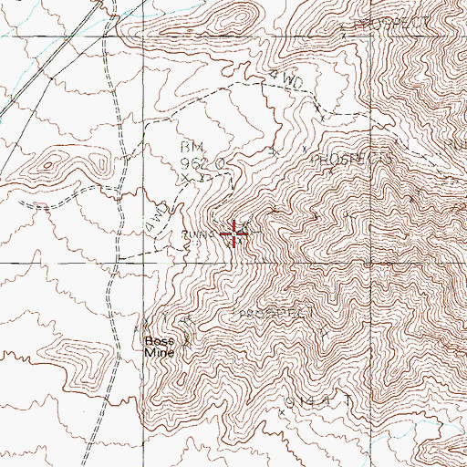 Topographic Map of Azurite Mine, NV