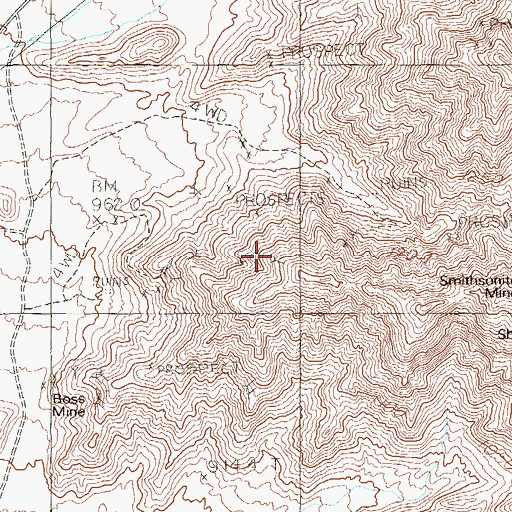 Topographic Map of Highline Mine, NV