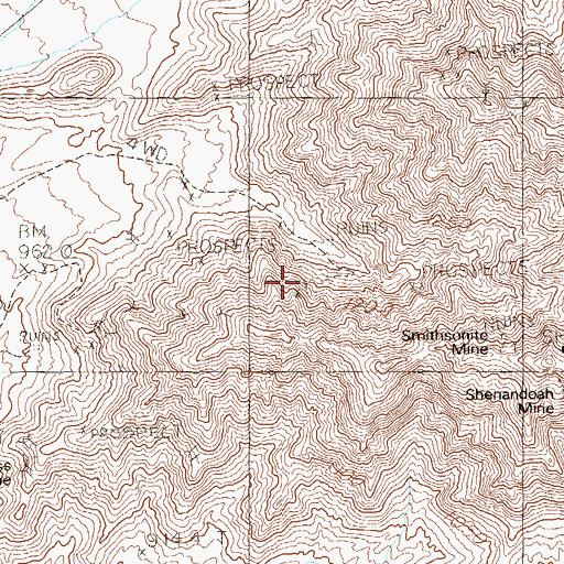 Topographic Map of Ironside Mine, NV