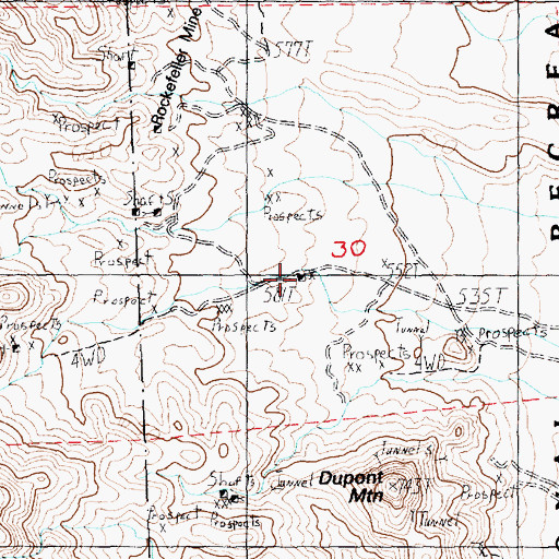 Topographic Map of Camp Dupont Mine, NV