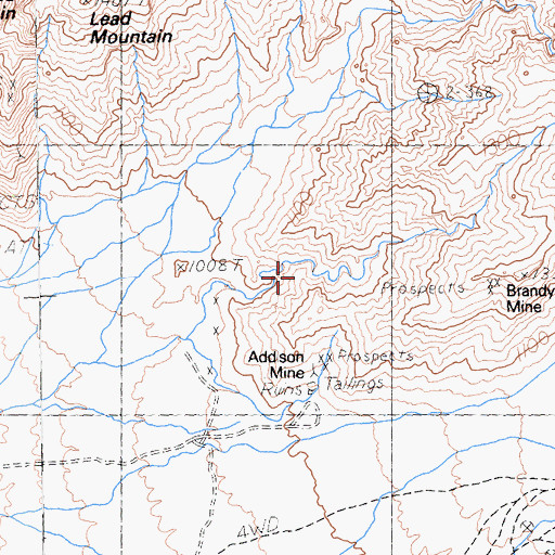 Topographic Map of Ingomar and Milford Number Two Mines, NV