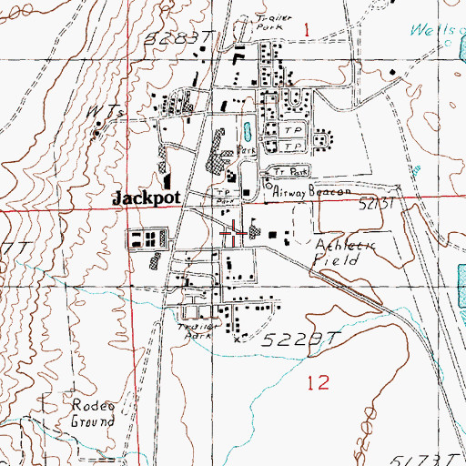 Topographic Map of Jackpot Elementary School, NV