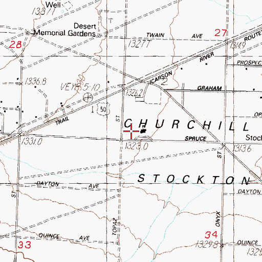 Topographic Map of Silver Springs Elementary School, NV