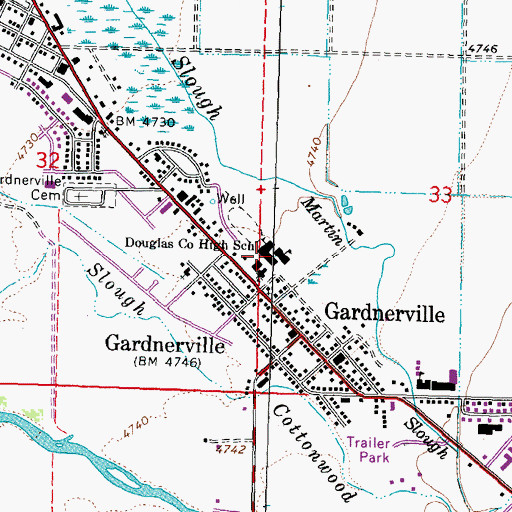 Topographic Map of Carson Valley Middle School, NV