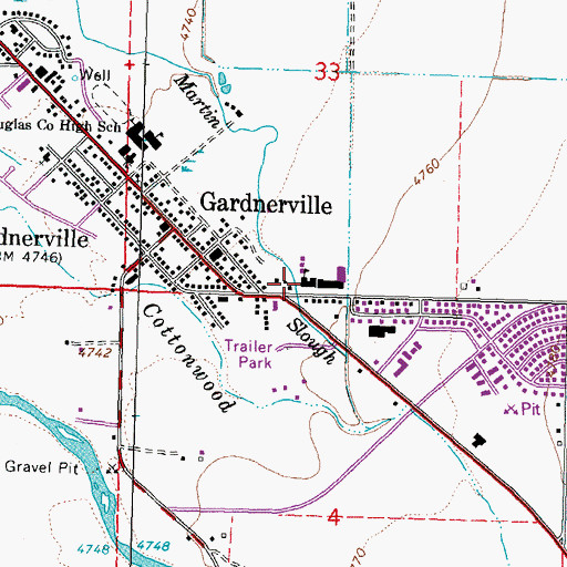 Topographic Map of Gardnerville Elementary School, NV