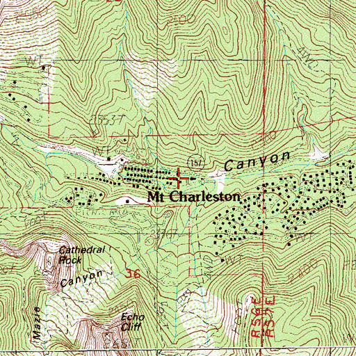 Topographic Map of Mount Charleston Elementary School, NV