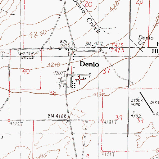 Topographic Map of Denio Elementary School, NV