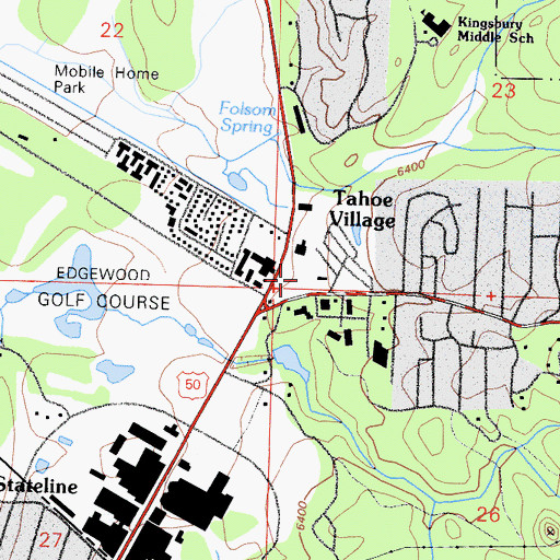 Topographic Map of Kingsbury Middle School, NV
