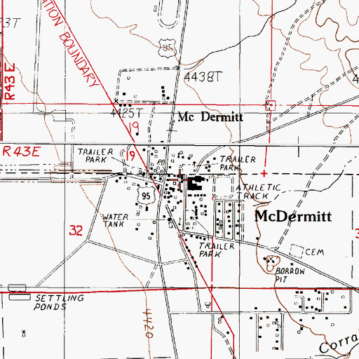 Topographic Map of McDermitt High School, NV