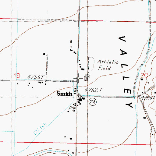 Topographic Map of Smith Valley School, NV