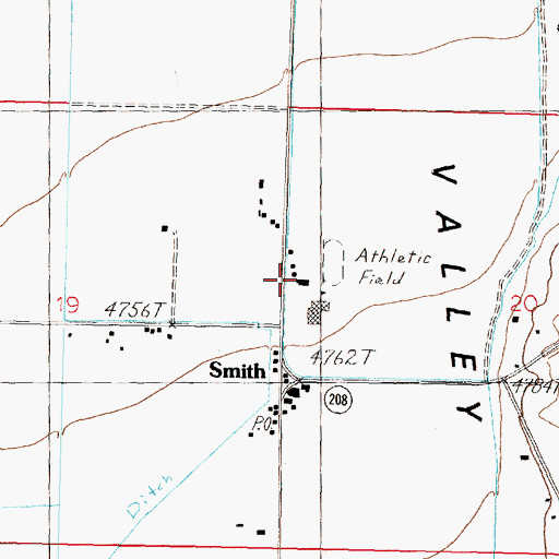 Topographic Map of Smith Valley Elementary School, NV