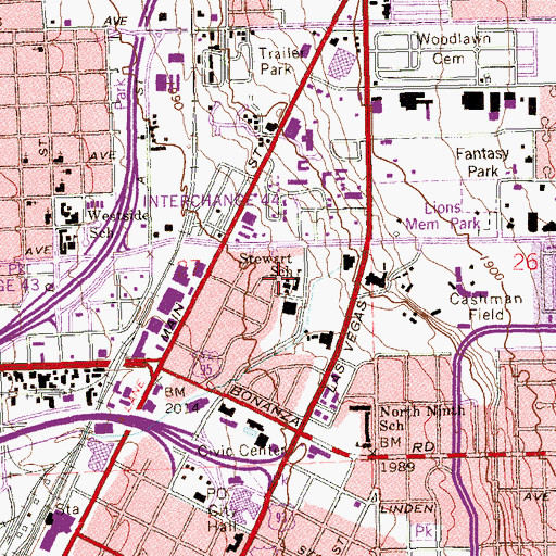 Topographic Map of Biltmore Special School, NV