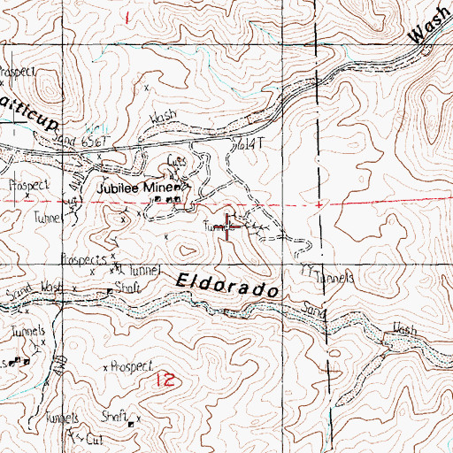 Topographic Map of Eldorado Crown Mines, NV