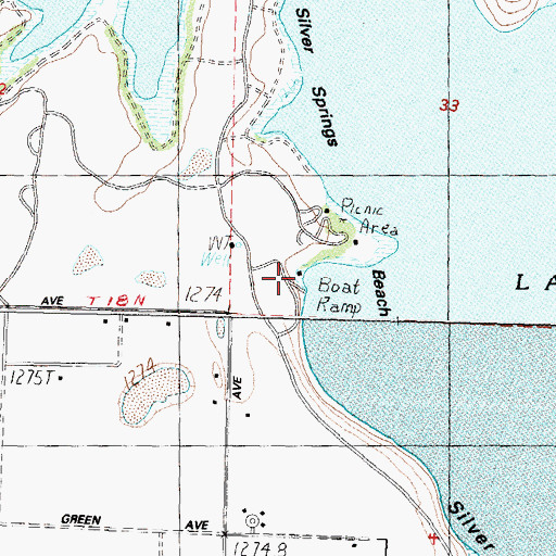 Topographic Map of Silver Springs Marina, NV