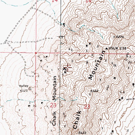 Topographic Map of Chalk Mountain Mining District, NV