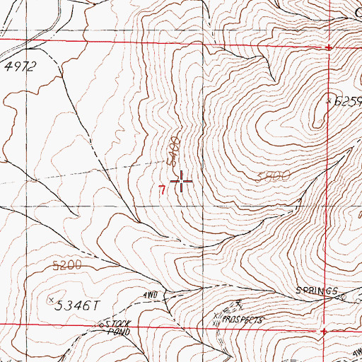 Topographic Map of Cove Meadow Mining District, NV