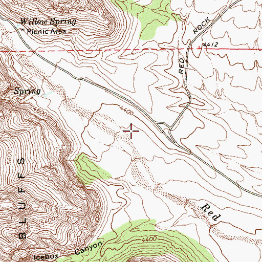 Topographic Map of Rocky Gap Campgrounds, NV
