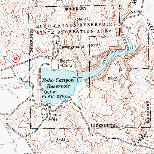 Topographic Map of Echo Canyon, NV
