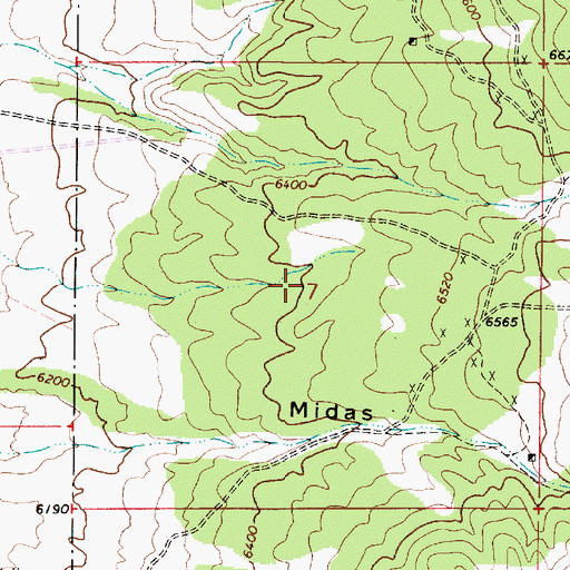 Topographic Map of Midas Mine, NV