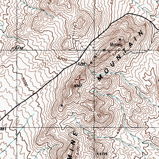 Topographic Map of Mine Mountain Mining District, NV