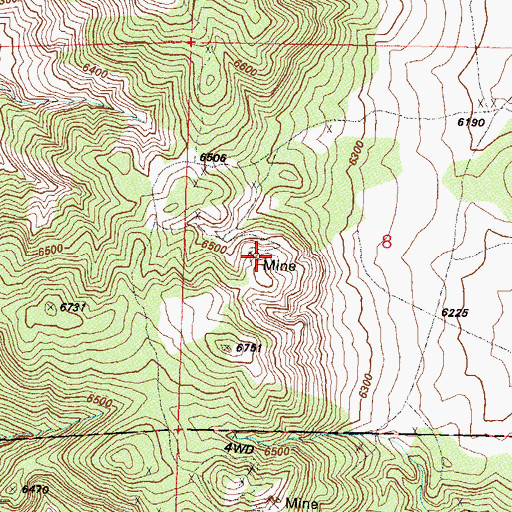 Topographic Map of Alex Eske Mine, NV