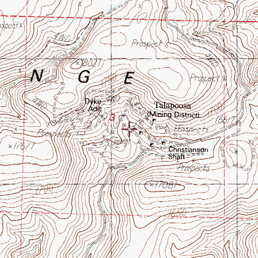 Topographic Map of Talapoosa Mining District, NV