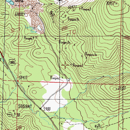 Topographic Map of B and C Tungsten Mine, NV