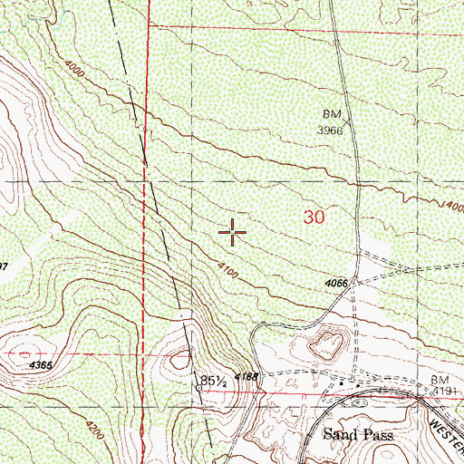 Topographic Map of Sand Pass Mining District, NV