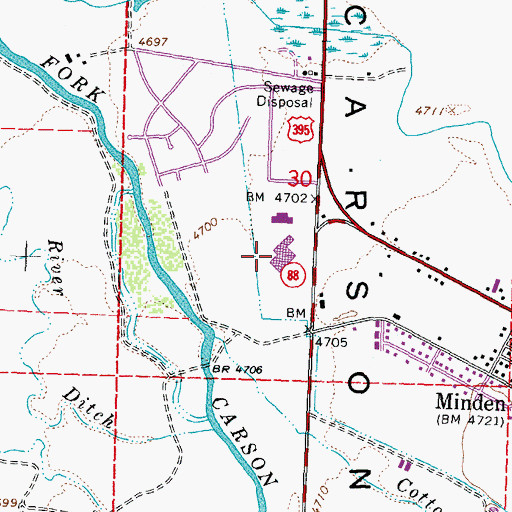 Topographic Map of Douglas High School, NV
