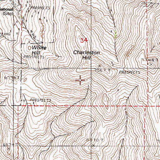 Topographic Map of National Mining District, NV