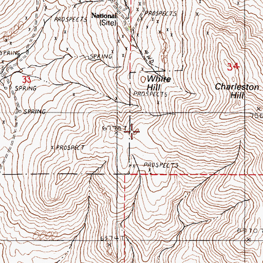 Topographic Map of Utah National Mine, NV