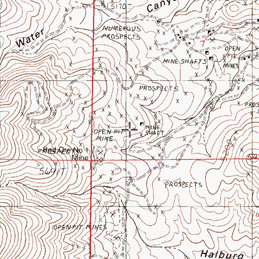 Topographic Map of Blue Can Mine, NV
