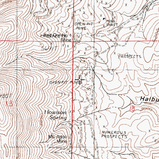 Topographic Map of Birthday Mine, NV