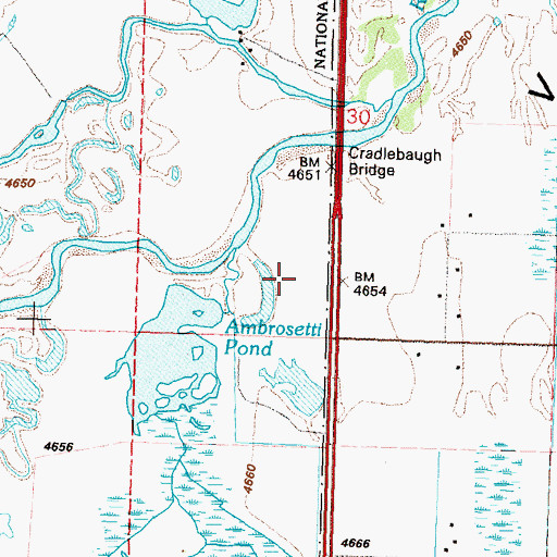 Topographic Map of Bridge House, NV