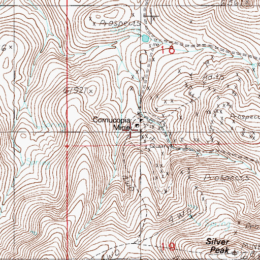 Topographic Map of Hussey Mine, NV