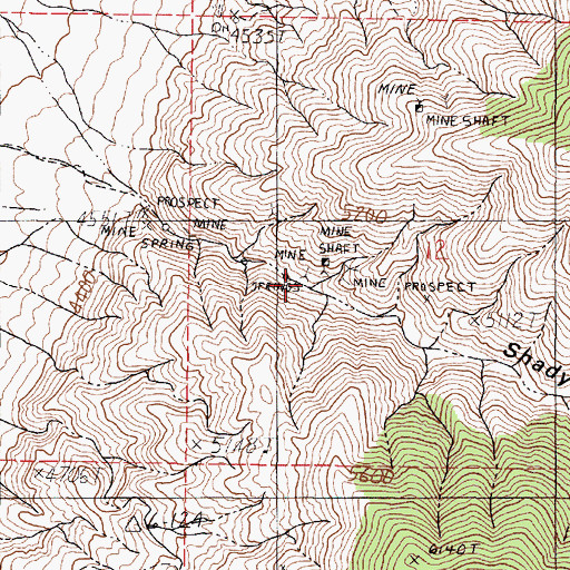 Topographic Map of Quick Tung Quicksilver Mine, NV
