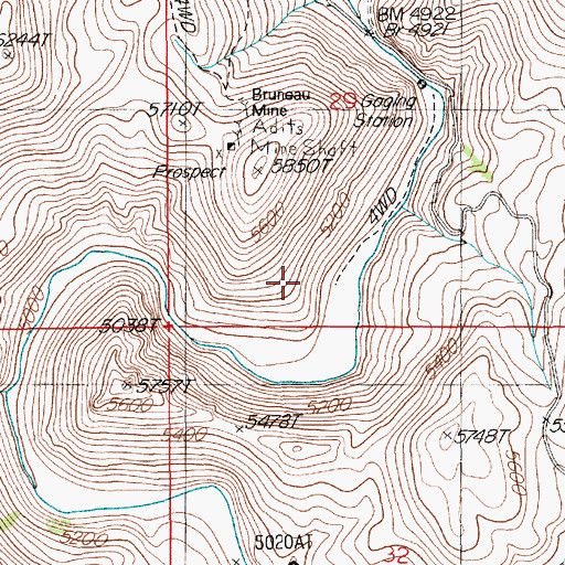 Topographic Map of Gold Basin Mining District, NV