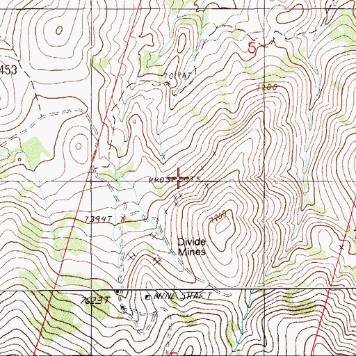 Topographic Map of Divide Mining District, NV