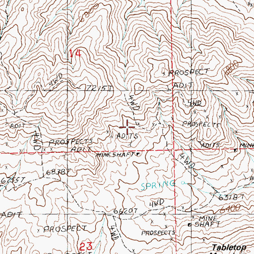 Topographic Map of Brooklyn Mine, NV
