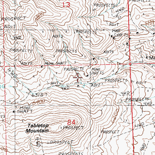 Topographic Map of Delano Mine, NV
