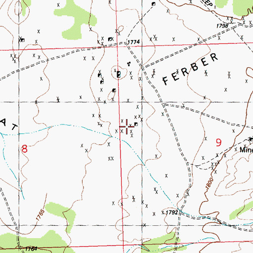 Topographic Map of Ajax Mine, NV