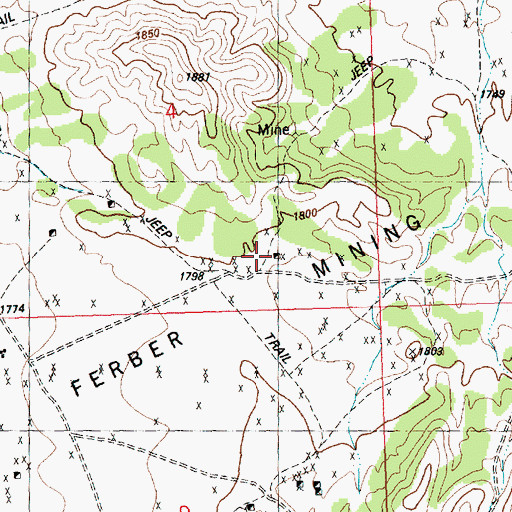 Topographic Map of Knowlton Mine, NV