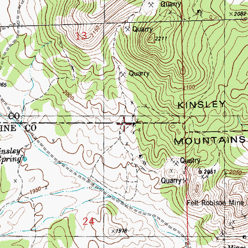 Topographic Map of Kinsley Mine, NV