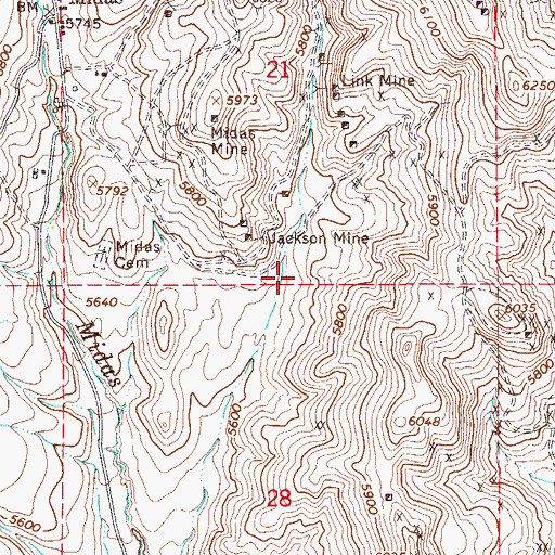 Topographic Map of Saint Paul Mine, NV